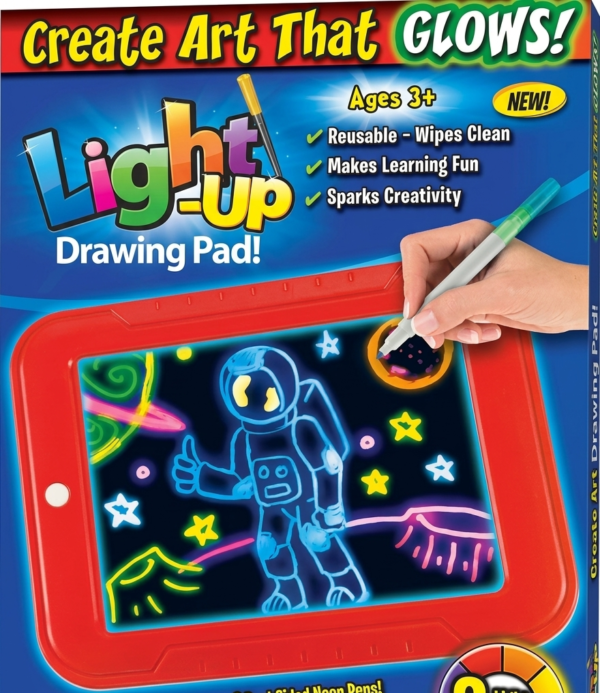 Kids Light-Up Drawing Pad – LED Glow Art Board with 8 Light Effects & Neon Markers