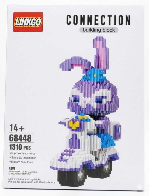 LINKGO StellaLou Purple Bunny on Scooter Micro Building Blocks Set (1310 Pieces)