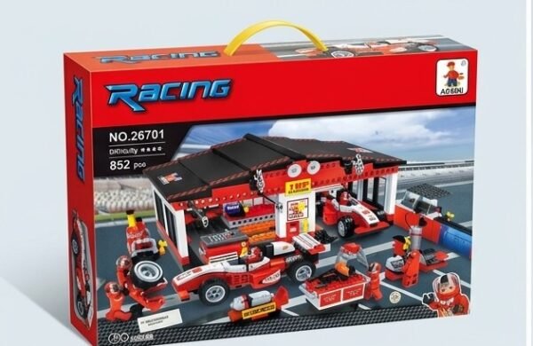 Racing F1 Pit Stop Garage Building Blocks Set - 852 Pieces