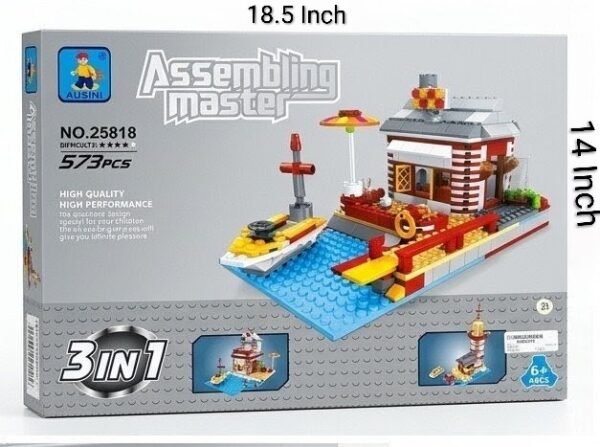 Assembling Master 3-in-1 Seaside Town & Harbor Building Blocks Set - 573+ Pieces