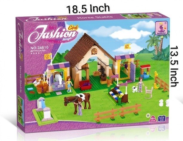 Girls Fashion Horse Building Block Set with Mini-Dolls, Horses, and Accessories (Model S4610)