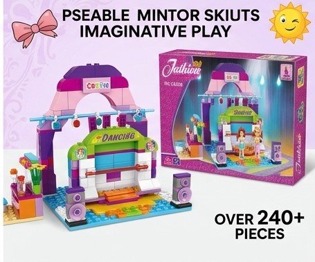 Ausini Girls Fashion Dancing Stage Building Kit with Mini Figures and Accessories (Over 240+ Pieces) - Image 3
