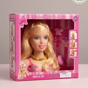 Dress Up Fashion Girl Styling Head Doll with Comb, Hair Clips, and Necklace Accessories
