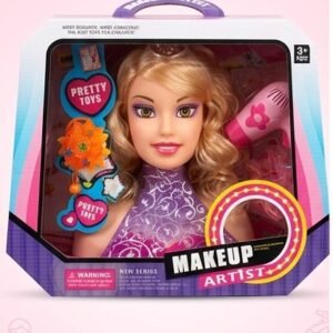 Makeup Artist Fashion Styling Head Doll with Hair Dryer and Beauty Accessories Set