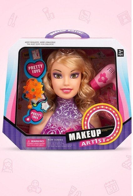 Makeup Artist Fashion Styling Head Doll with Hair Dryer and Beauty Accessories Set