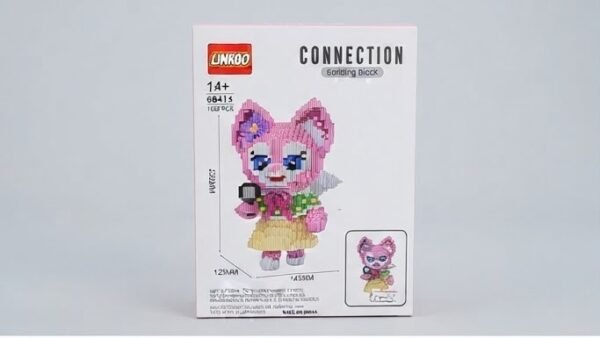 Linkoo Connection Pink Cat Character Micro Building Block Set
