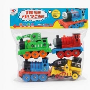 DIY Assemble Train Toy Set with Screwdriver and Multi-Color Locomotive Engines