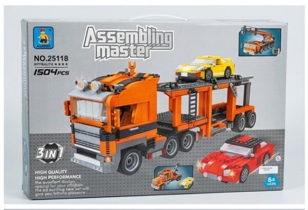 AUSINI Assembling Master 3-in-1 Car Transporter Building Blocks Set - 1504 Pieces (NO. 25118)