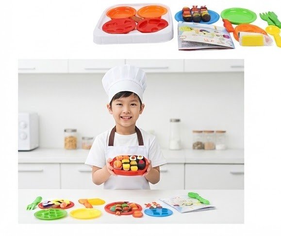 Japanese Sushi Clay Toy Set for Kids | DIY Play Dough Cooking Kit - Image 2