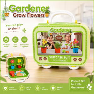 Gardener Grow Flowers Kids Gardening Suitcase Suit and Plant Playset